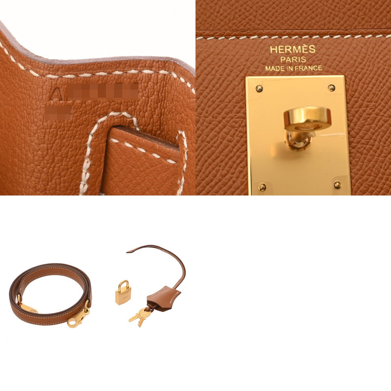 HERMES エルメス ケリー 28 外縫い ゴールド A刻印(2017年頃) レディース ボックスカーフ 2WAYバッグ Aランク 中古 銀蔵