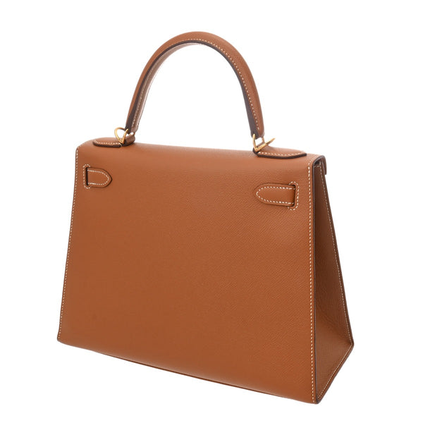 HERMES エルメス ケリー 28 外縫い ゴールド A刻印(2017年頃) レディース ボックスカーフ 2WAYバッグ Aランク 中古 銀蔵