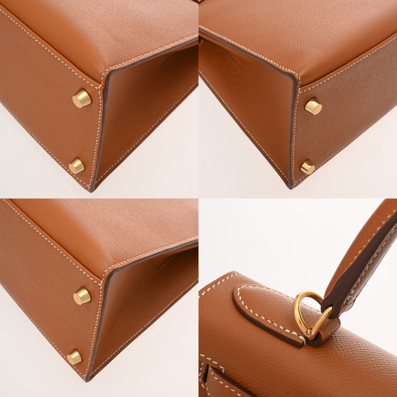 HERMES エルメス ケリー 28 外縫い ゴールド A刻印(2017年頃) レディース ボックスカーフ 2WAYバッグ Aランク 中古 銀蔵