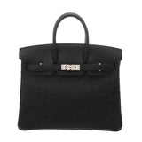 HERMES エルメス バーキン25 ブラック Z刻印(2021年頃) レディース オーストリッチ ハンドバッグ ABランク 中古 銀蔵