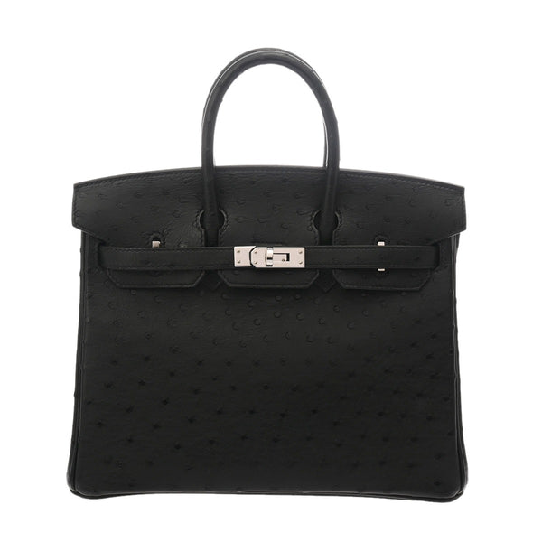 HERMES エルメス バーキン25 ブラック Z刻印(2021年頃) レディース オーストリッチ ハンドバッグ ABランク 中古 銀蔵