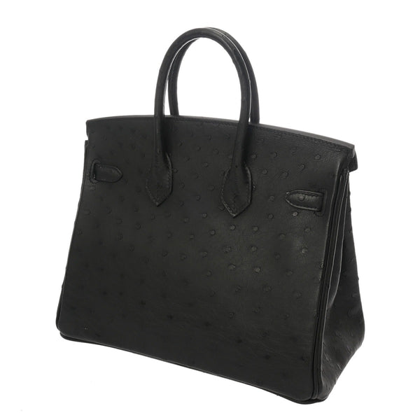 HERMES エルメス バーキン25 ブラック Z刻印(2021年頃) レディース オーストリッチ ハンドバッグ ABランク 中古 銀蔵