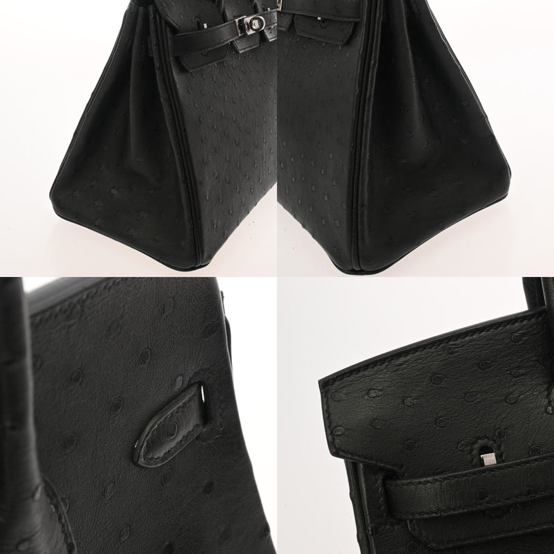 HERMES エルメス バーキン25 ブラック Z刻印(2021年頃) レディース オーストリッチ ハンドバッグ ABランク 中古 銀蔵