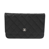 CHANEL シャネル マトラッセ チェーンウォレット ブラック A33814 レディース キャビアスキン ショルダーバッグ Aランク 中古 銀蔵
