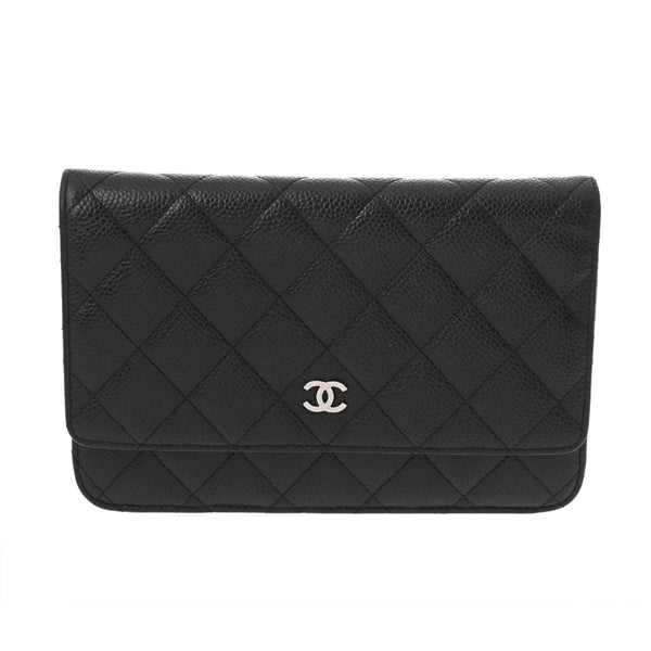 CHANEL シャネル マトラッセ チェーンウォレット ブラック A33814 レディース キャビアスキン ショルダーバッグ Aランク 中古 銀蔵