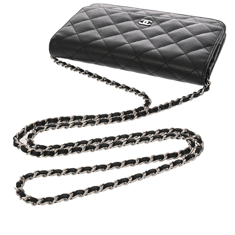 CHANEL シャネル マトラッセ チェーンウォレット ブラック A33814 レディース キャビアスキン ショルダーバッグ Aランク 中古 銀蔵