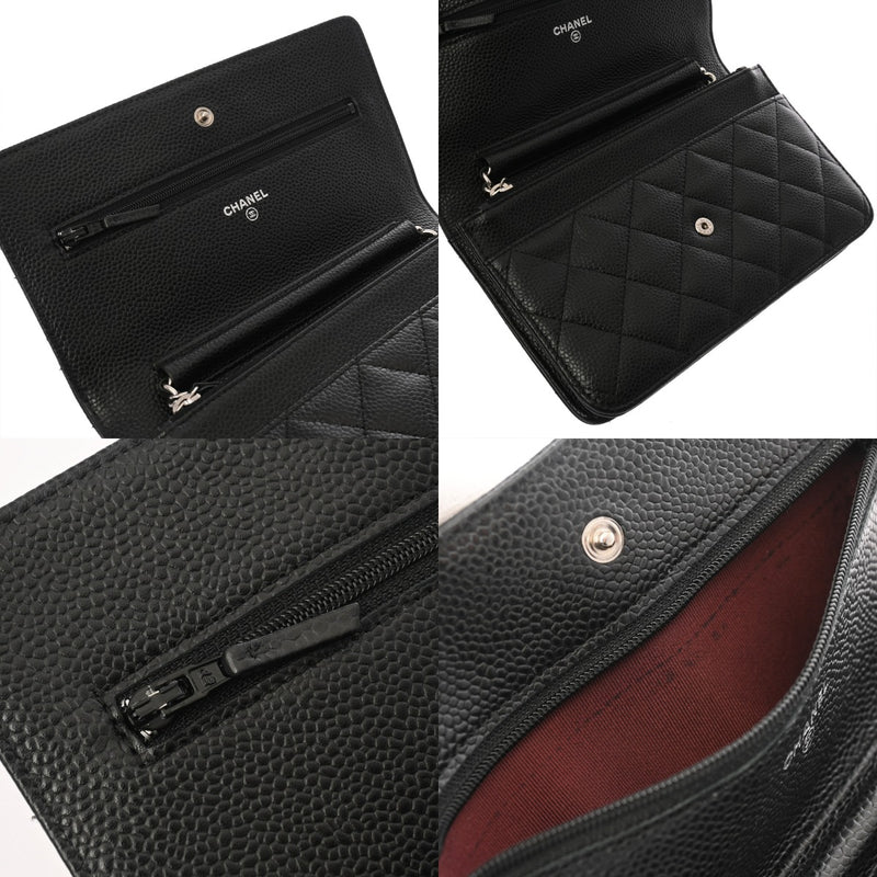 CHANEL シャネル マトラッセ チェーンウォレット ブラック A33814 レディース キャビアスキン ショルダーバッグ Aランク 中古 銀蔵