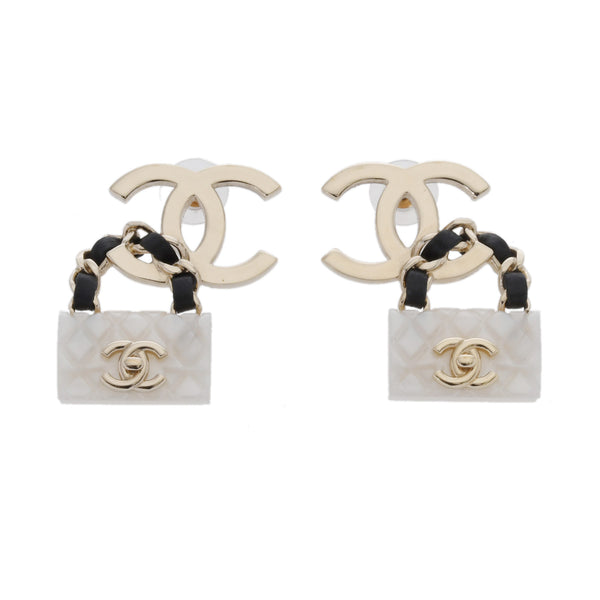 CHANEL シャネル ロゴピアス バッグ モチーフ ゴールド B23C レディース GP ピアス ABランク 中古 銀蔵