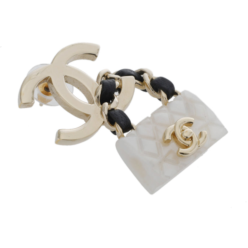 CHANEL シャネル ロゴピアス バッグ モチーフ ゴールド B23C レディース GP ピアス ABランク 中古 銀蔵
