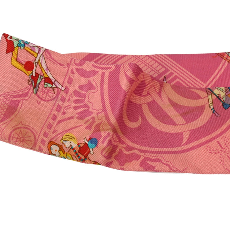 HERMES エルメス ツイリー EX-LIBRIS LES PARISIENNE ピンク レディース シルク100％ スカーフ Bランク 中古 銀蔵