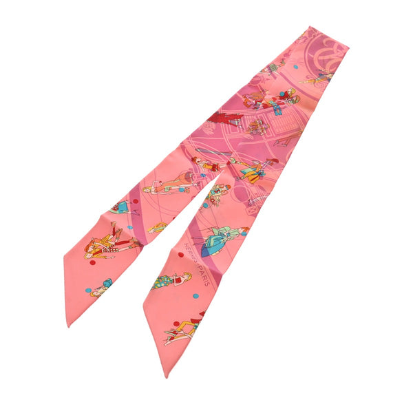 HERMES エルメス ツイリー EX-LIBRIS LES PARISIENNE ピンク レディース シルク100％ スカーフ Bランク 中古 銀蔵