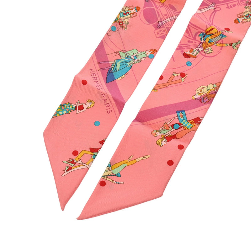 HERMES エルメス ツイリー EX-LIBRIS LES PARISIENNE ピンク レディース シルク100％ スカーフ Bランク 中古 銀蔵