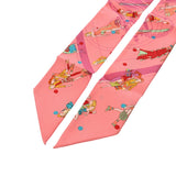 HERMES エルメス ツイリー EX-LIBRIS LES PARISIENNE ピンク レディース シルク100％ スカーフ Bランク 中古 銀蔵