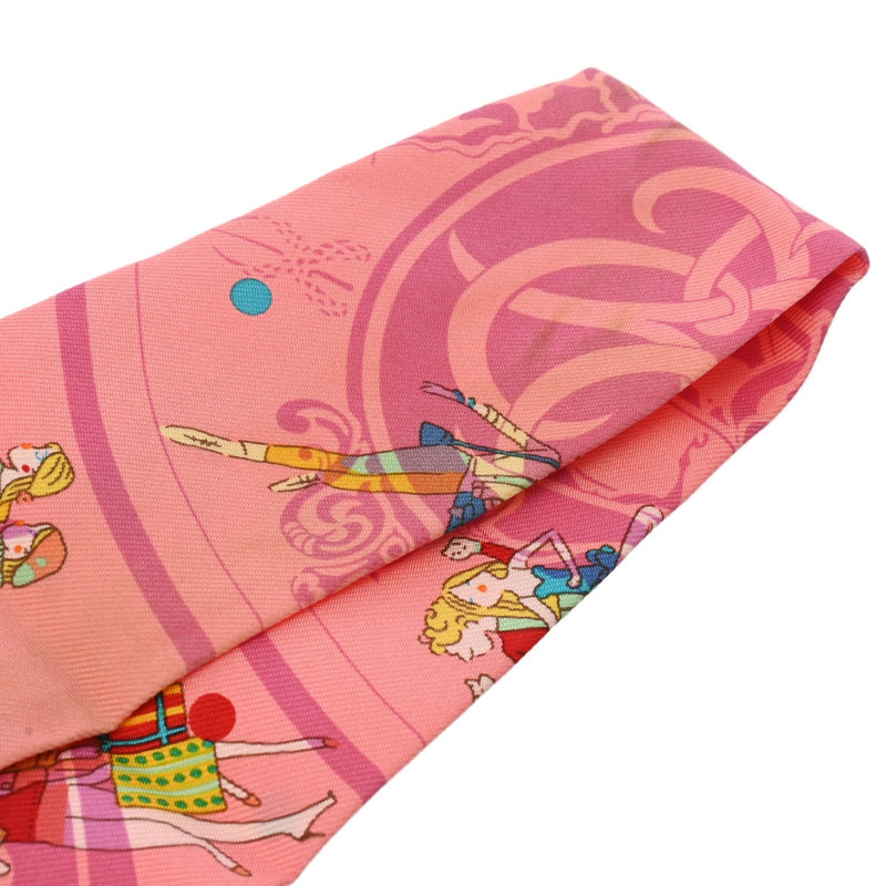 HERMES エルメス ツイリー EX-LIBRIS LES PARISIENNE ピンク レディース シルク100％ スカーフ Bランク 中古 銀蔵