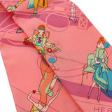 HERMES エルメス ツイリー EX-LIBRIS LES PARISIENNE ピンク レディース シルク100％ スカーフ Bランク 中古 銀蔵