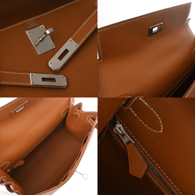 HERMES エルメス ケリー28 外縫い エトゥープ Y刻印(2020年頃) レディース ヴォーエプソン 2WAYバッグ 新同 中古 銀蔵