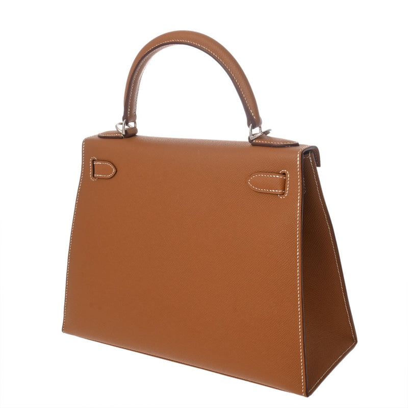 HERMES エルメス ケリー28 外縫い エトゥープ Y刻印(2020年頃) レディース ヴォーエプソン 2WAYバッグ 新同 中古 銀蔵