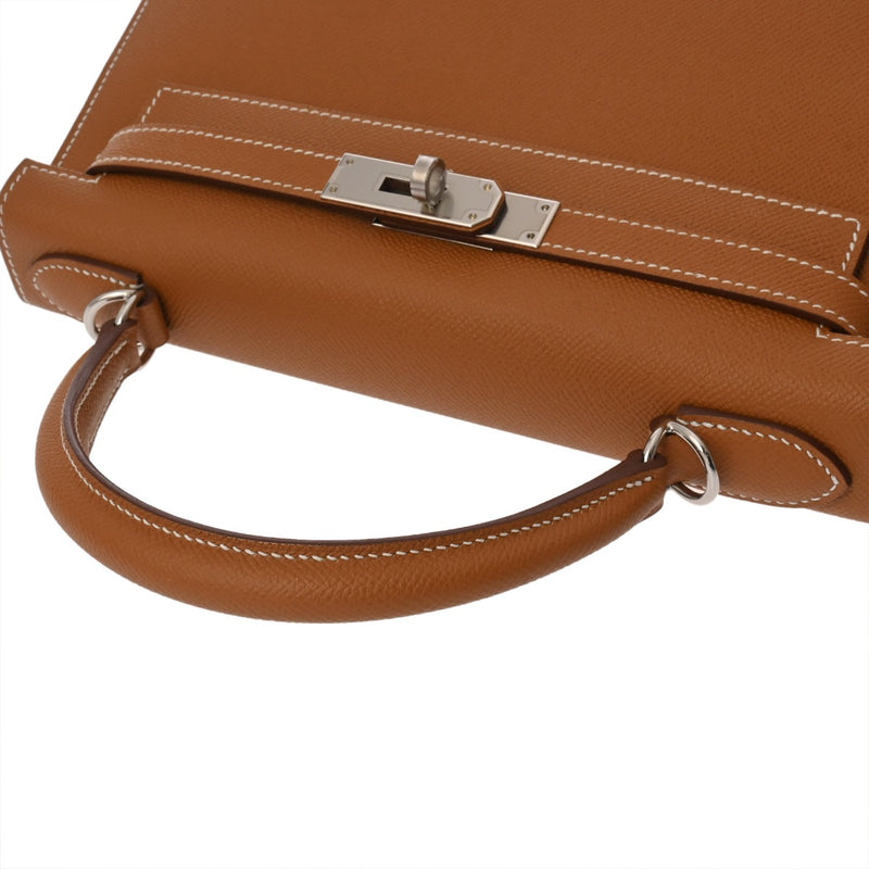 HERMES エルメス ケリー28 外縫い エトゥープ Y刻印(2020年頃) レディース ヴォーエプソン 2WAYバッグ 新同 中古 銀蔵