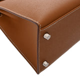 HERMES エルメス ケリー28 外縫い エトゥープ Y刻印(2020年頃) レディース ヴォーエプソン 2WAYバッグ 新同 中古 銀蔵