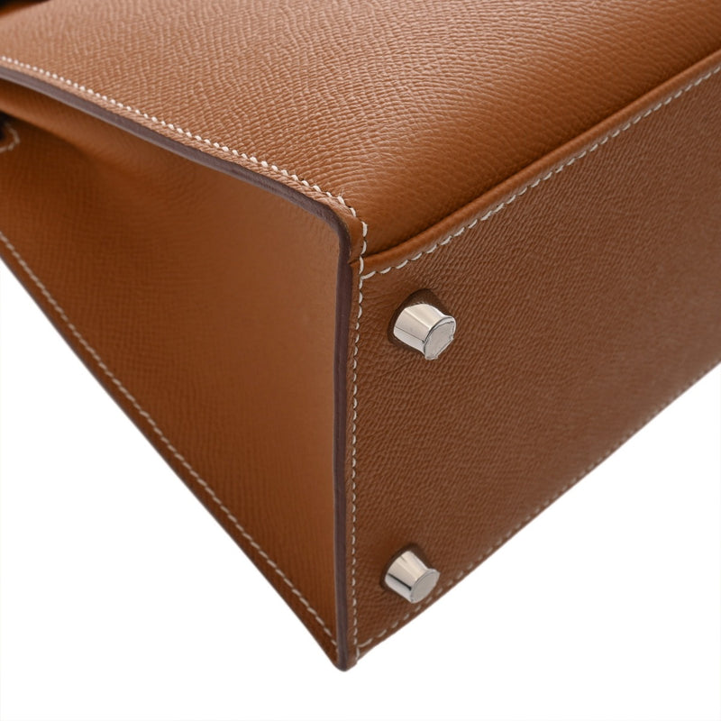 HERMES エルメス ケリー28 外縫い エトゥープ Y刻印(2020年頃) レディース ヴォーエプソン 2WAYバッグ 新同 中古 銀蔵