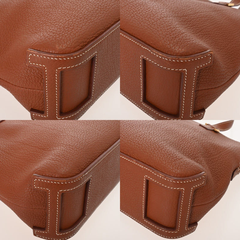 HERMES エルメス エスカパーダ ブラウン系 □E刻印(2001年頃) ユニセックス フィヨルド ハンドバッグ ABランク 中古 銀蔵