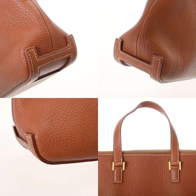 HERMES エルメス エスカパーダ ブラウン系 □E刻印(2001年頃) ユニセックス フィヨルド ハンドバッグ ABランク 中古 銀蔵