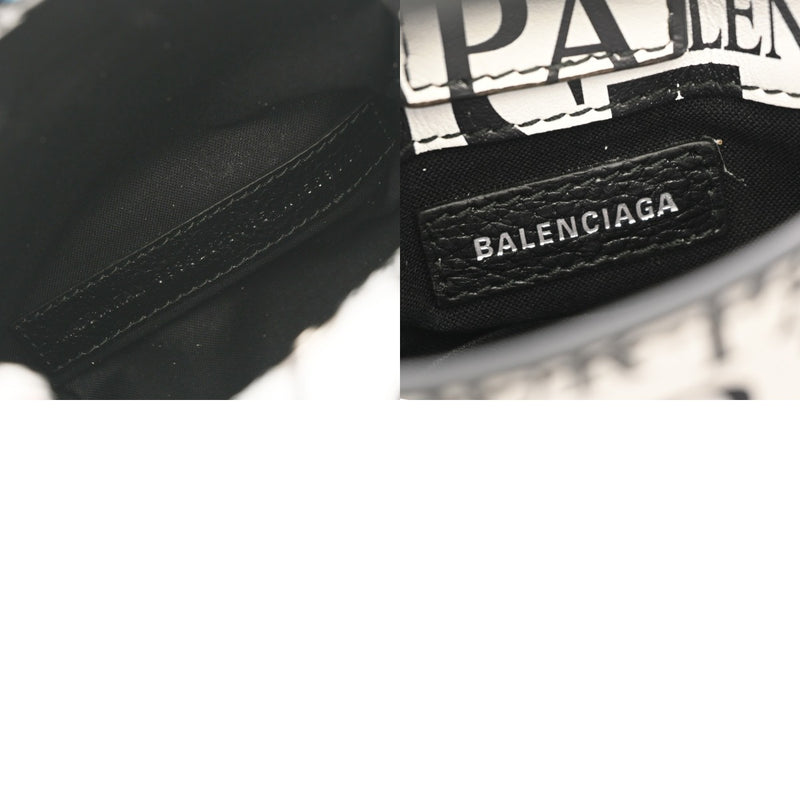 BALENCIAGA バレンシアガ ショッピングフォンホルダー ホワイト/ブラック 593826 レディース レザー ショルダーバッグ ABランク 中古 銀蔵