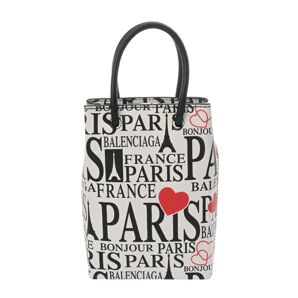 BALENCIAGA バレンシアガ ショッピングフォンホルダー ホワイト/ブラック 593826 レディース レザー ショルダーバッグ ABランク 中古 銀蔵