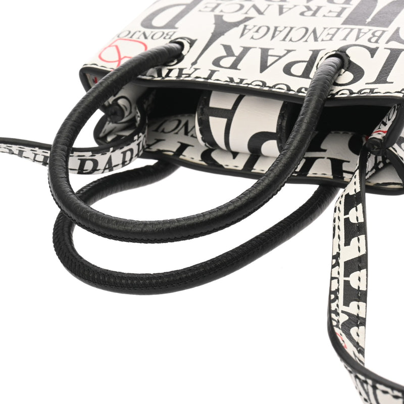 BALENCIAGA バレンシアガ ショッピングフォンホルダー ホワイト/ブラック 593826 レディース レザー ショルダーバッグ ABランク 中古 銀蔵