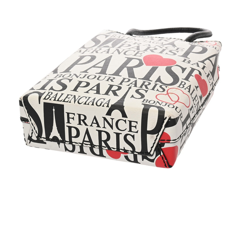 BALENCIAGA バレンシアガ ショッピングフォンホルダー ホワイト/ブラック 593826 レディース レザー ショルダーバッグ ABランク 中古 銀蔵