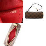 LOUIS VUITTON ルイヴィトン ダミエ パピヨン GM ブラウン レッド N51303 レディース ダミエキャンバス ハンドバッグ Aランク 中古 銀蔵