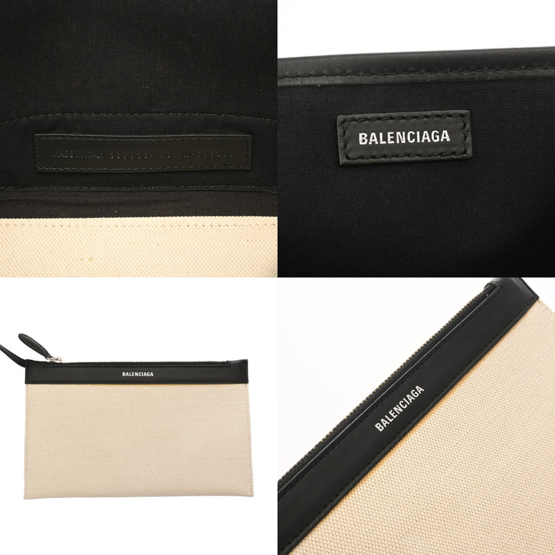 BALENCIAGA バレンシアガ ネイビーカバス S ホワイト/ブラック 339933 レディース キャンバス レザー ハンドバッグ ABランク 中古 銀蔵