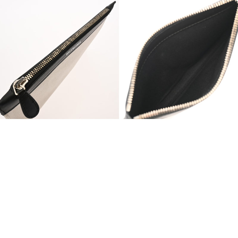 BALENCIAGA バレンシアガ ネイビーカバス S ホワイト/ブラック 339933 レディース キャンバス レザー ハンドバッグ ABランク 中古 銀蔵