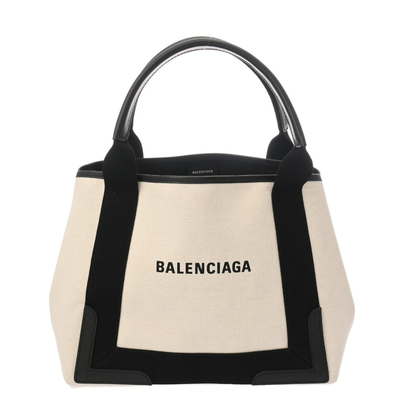 BALENCIAGA バレンシアガ ネイビーカバス S ホワイト/ブラック