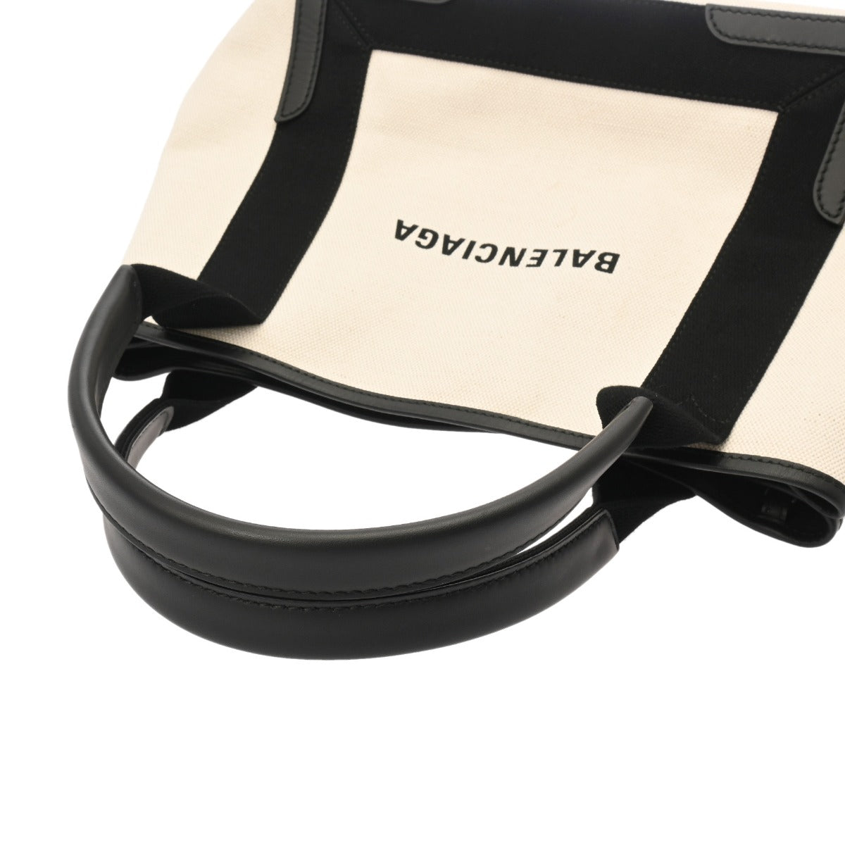 【美品】バレンシアガ　ネイビーカバスS　ハンドバッグ　キャンバス　ボーダー　黒白 BALENCIAGA バレンシアガ ネイビーカバス S ホワイト/ブラック