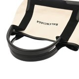 BALENCIAGA バレンシアガ ネイビーカバス S ホワイト/ブラック 339933 レディース キャンバス レザー ハンドバッグ ABランク 中古 銀蔵