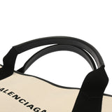 BALENCIAGA バレンシアガ ネイビーカバス S ホワイト/ブラック 339933 レディース キャンバス レザー ハンドバッグ ABランク 中古 銀蔵