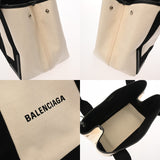 BALENCIAGA バレンシアガ ネイビーカバス S ホワイト/ブラック 339933 レディース キャンバス レザー ハンドバッグ ABランク 中古 銀蔵