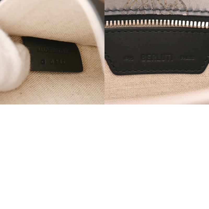 BERLUTI ベルルッティ アンジュール ガリバー ブルーグレー メンズ スクリットレザー ハンドバッグ ABランク 中古 銀蔵