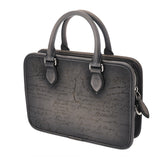 BERLUTI ベルルッティ アンジュール ガリバー ブルーグレー メンズ スクリットレザー ハンドバッグ ABランク 中古 銀蔵