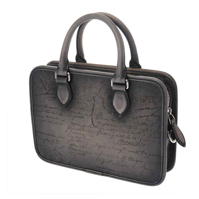 BERLUTI ベルルッティ アンジュール ガリバー ブルーグレー メンズ スクリットレザー ハンドバッグ ABランク 中古 銀蔵