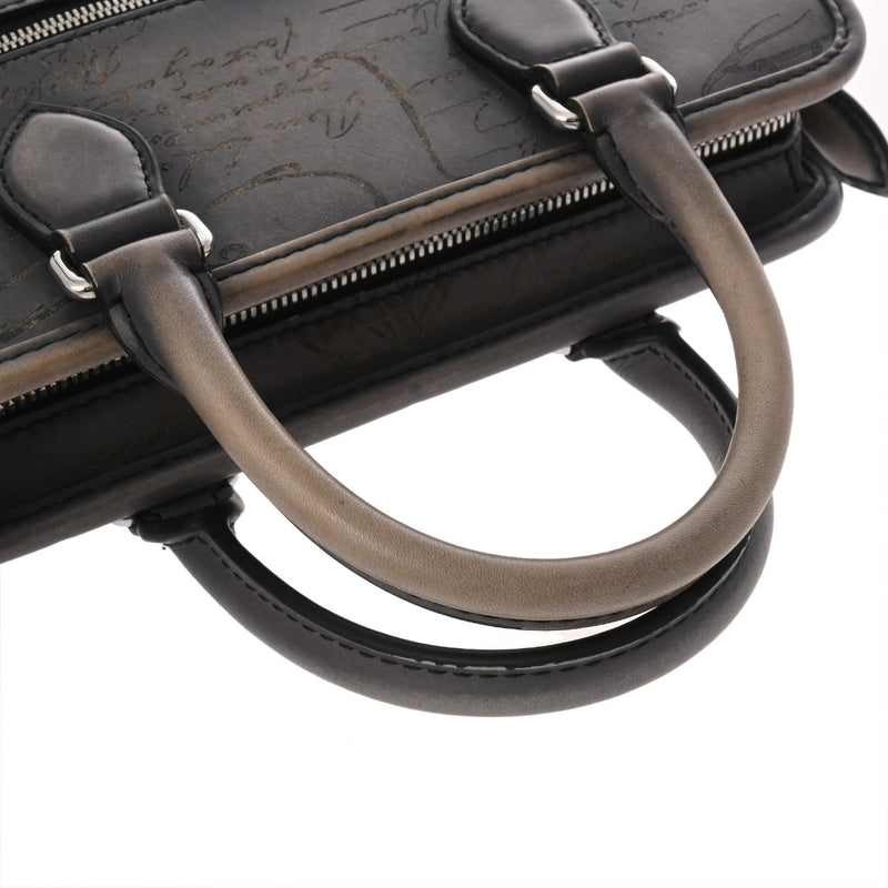 BERLUTI ベルルッティ アンジュール ガリバー ブルーグレー メンズ スクリットレザー ハンドバッグ ABランク 中古 銀蔵