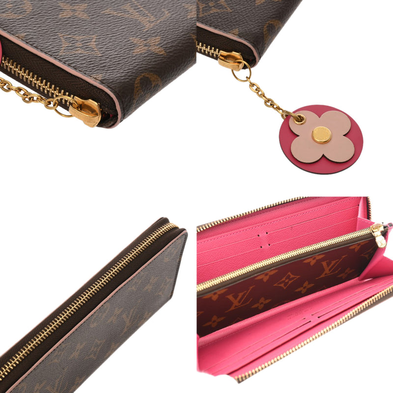 LOUIS VUITTON ルイヴィトン モノグラム ポルトフォイユ クレマンス フラワー ブラウン M64201 レディース モノグラムキャンバス 長財布 ABランク 中古 銀蔵