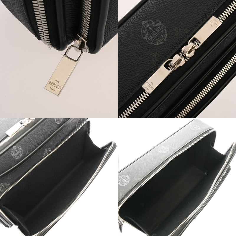 BERLUTI ベルルッティ クレストマイルズ MM ブラック メンズ コーティングキャンバス/レザー ハンドバッグ ABランク 中古 銀蔵
