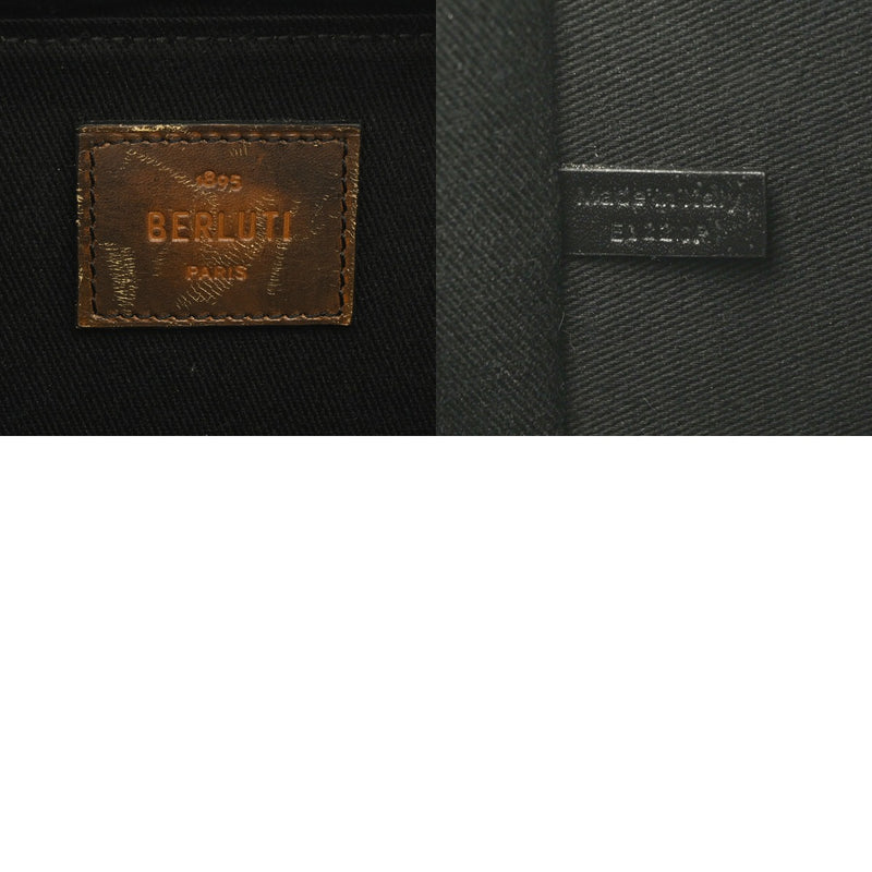 BERLUTI ベルルッティ クレストマイルズ MM ブラック メンズ コーティングキャンバス/レザー ハンドバッグ ABランク 中古 銀蔵