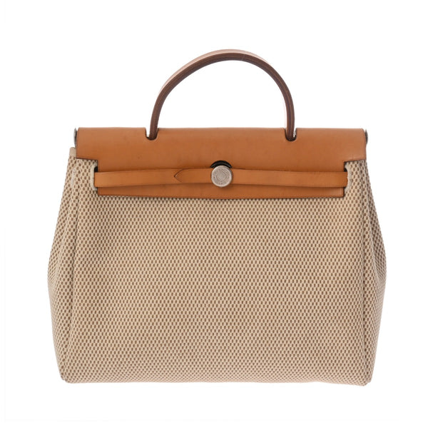 HERMES エルメス エールバッグ ジップ PM 2WAY ナチュラル/エクリュ □G刻印(2003年頃) レディース トワルGM ヴァッシュハンター ハンドバッグ Bランク 中古 銀蔵