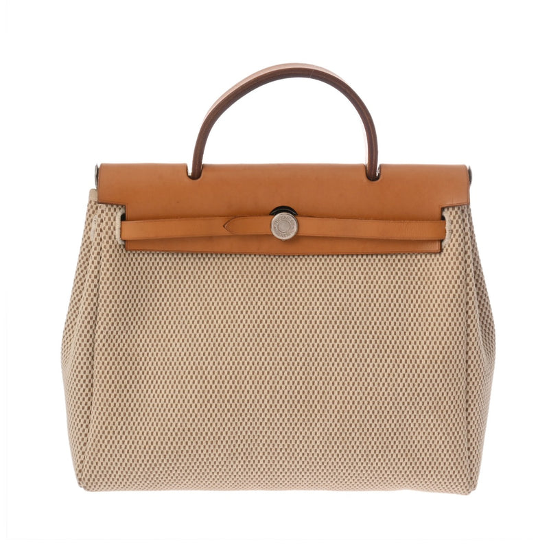 HERMES エルメス エールバッグ ジップ PM 2WAY ナチュラル/エクリュ □G刻印(2003年頃) レディース トワルGM ヴァッシュハンター ハンドバッグ Bランク 中古 銀蔵