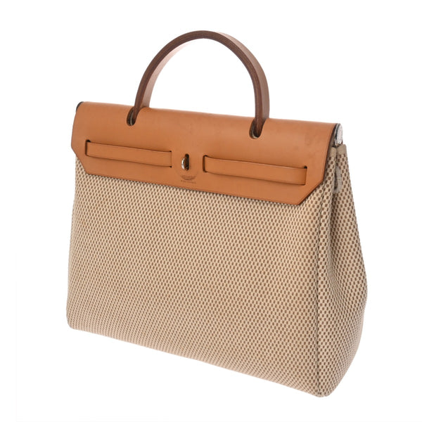 HERMES エルメス エールバッグ ジップ PM 2WAY ナチュラル/エクリュ □G刻印(2003年頃) レディース トワルGM ヴァッシュハンター ハンドバッグ Bランク 中古 銀蔵