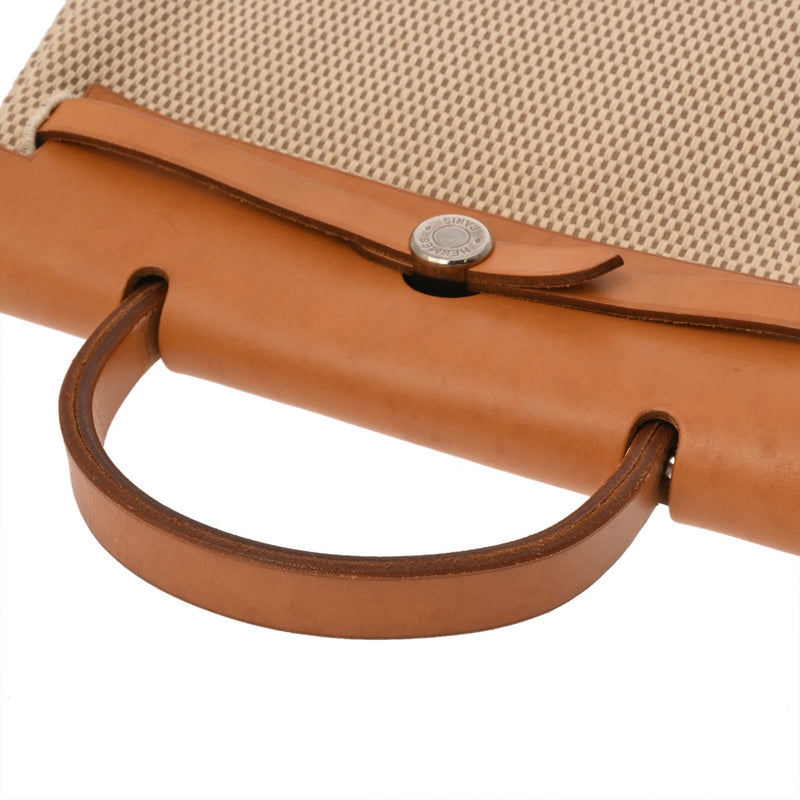 HERMES エルメス エールバッグ ジップ PM 2WAY ナチュラル/エクリュ □G刻印(2003年頃) レディース トワルGM ヴァッシュハンター ハンドバッグ Bランク 中古 銀蔵