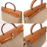 HERMES エルメス エールバッグ ジップ PM 2WAY ナチュラル/エクリュ □G刻印(2003年頃) レディース トワルGM ヴァッシュハンター ハンドバッグ Bランク 中古 銀蔵